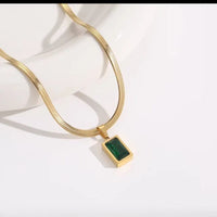 Thumbnail for Green Emerald with Herringbone Chain