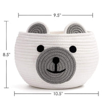 Thumbnail for Cute Bear Round Basket - Cotton Rope Baskets in Living Room, White