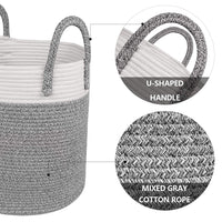 Thumbnail for Medium Cotton Rope Basket, Decorative Woven Basket for Laundry, Gray