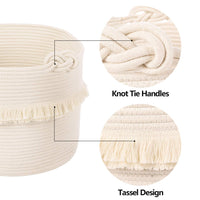 Thumbnail for Large Woven Storage Baskets, Cute Tassel Nursery Decor, Off-White