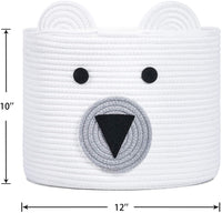 Thumbnail for Small Bear Basket, Cotton Rope Basket, Toy Storage, White