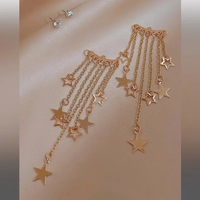 Thumbnail for Celestial Dangle Star Earrings – Long Layered Chains with Gold Plated Star Charms