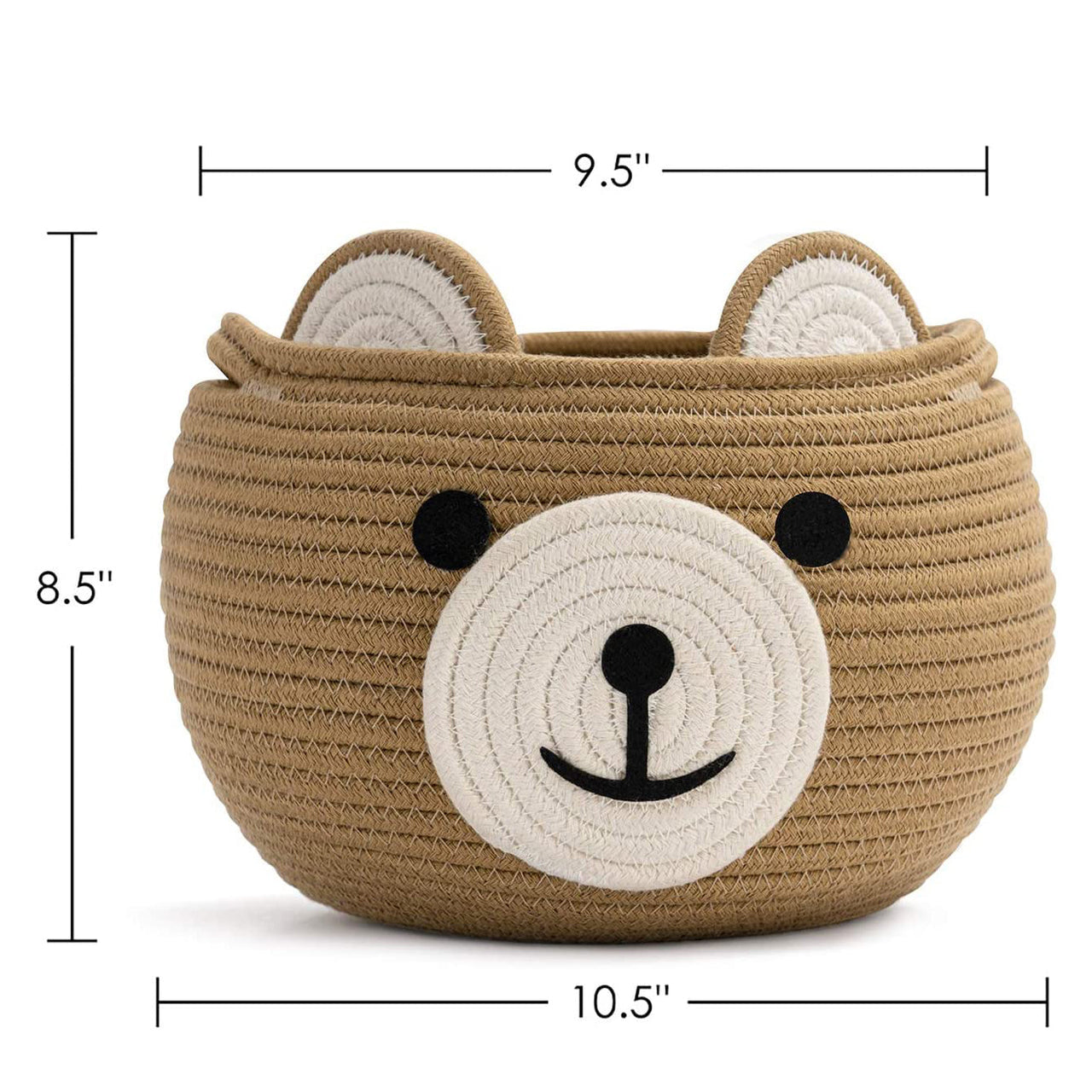 Cute Bear Round Basket - Cotton Rope Baskets in Living Room, Brown