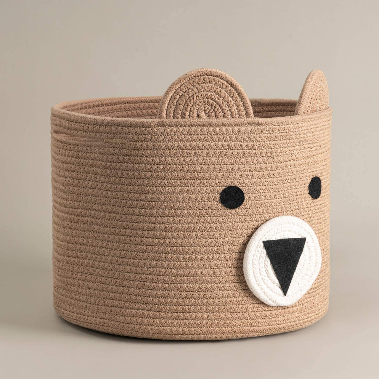 Small Bear Basket, Cotton Rope Basket, Cute Storage, Brown