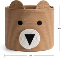 Thumbnail for Large Bear Basket, Cotton Rope Basket, Cute Storage, Brown