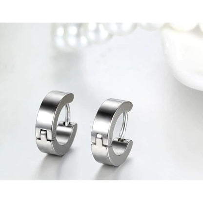 Silver Huggie Hoop Earrings for Men
