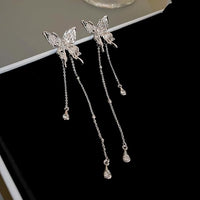 Thumbnail for Elegant Silver Butterfly Drop Earrings