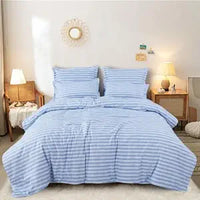 Thumbnail for Blue Stripes Double bedsheet with 2 Pillow Covers