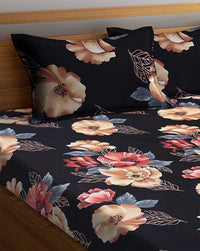 Thumbnail for Beautiful Floral Print King-Size Bedsheet with 2 Pillow Covers