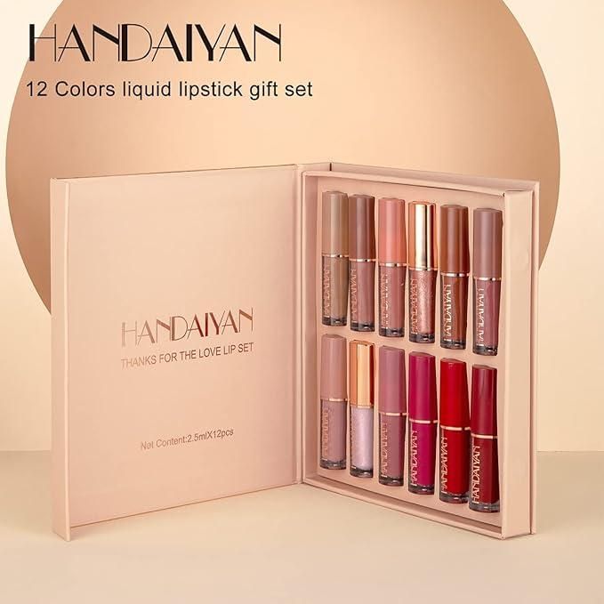 12 Colors Handaiyan Premium Velvet Matte Liquid Lipstick Set