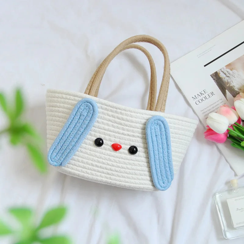 Super Cute Basket Woven With Cotton Rope (Blue)