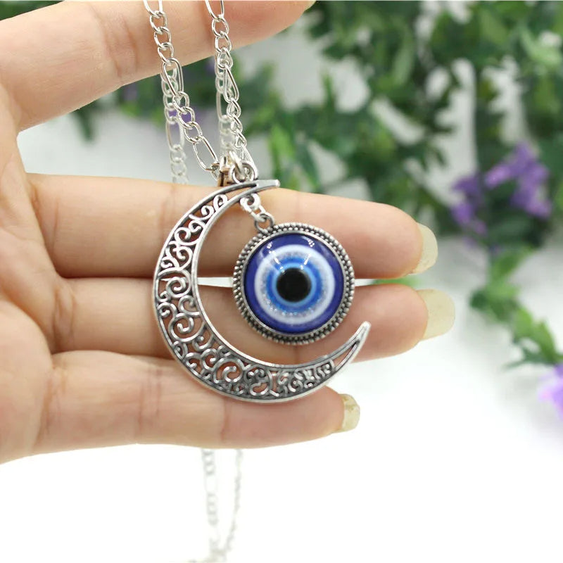 Evil eye necklace with Moon