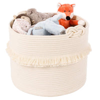 Thumbnail for Large Woven Storage Baskets, Cute Tassel Nursery Decor, Off-White