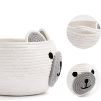 Thumbnail for Cute Bear Round Basket - Cotton Rope Baskets in Living Room, White