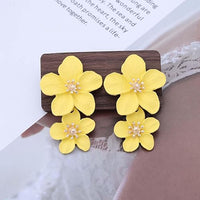 Thumbnail for 3D Petal Statement Earrings with Crystal Center for Spring & Summer Looks