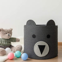 Thumbnail for Large Bear Basket, Cotton Rope Basket, Cute Storage, Gray