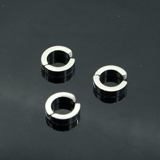 Silver Clip-on Press Unisex Stud Non-Piercing Hoop Earrings for Men