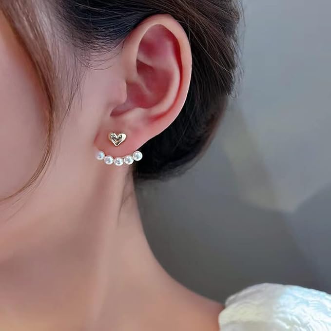 Hеаrt-Shaped Back Hanging Pearl Earrings