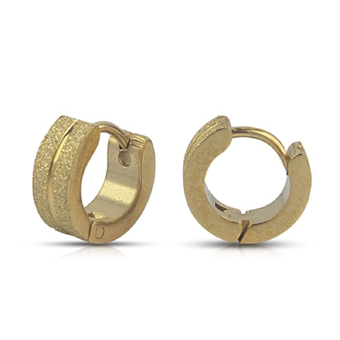 Titanium Steel Anti-Allergic Single-Line Pressed Earring - Frosted Ear Buckle (Gold)