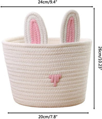 Thumbnail for Cute Rabbit Basket Woven With Cotton Rope (White)