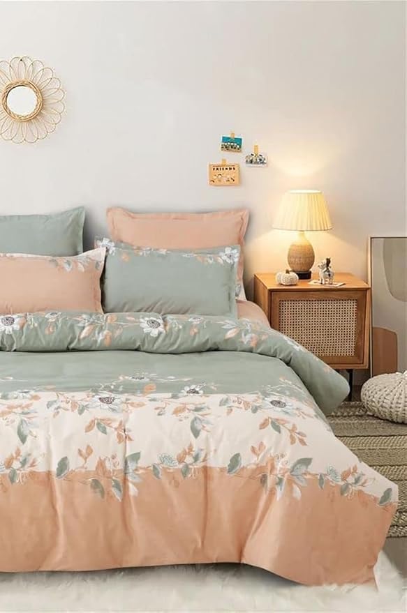 Elegant Floral Print Double bedsheet with 2 Pillow Covers