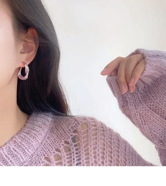 Twisted Korean earring lavender and white colour