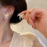 Thumbnail for Elegant Silver Butterfly Drop Earrings