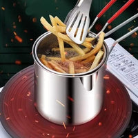 Thumbnail for Stainless Steel Deep Fryer Pot with Oil Filter Basket