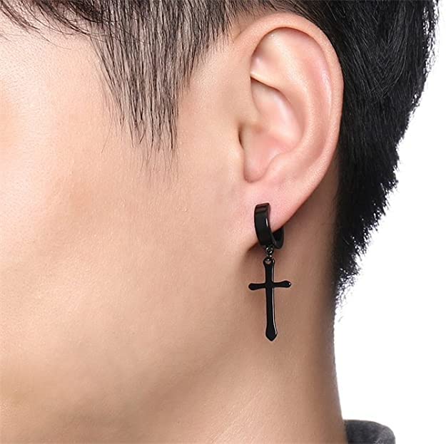 Jesus Cross Piercing Surgical Metal Huggie Earring