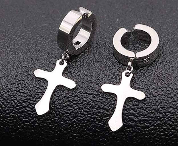 Jesus Cross Piercing Surgical Metal Huggie Earring