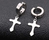 Thumbnail for Jesus Cross Piercing Surgical Metal Huggie Earring