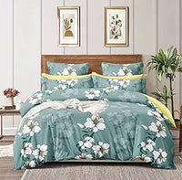 Thumbnail for King Size Bedsheet with 2 Pillow Covers -Green Flower