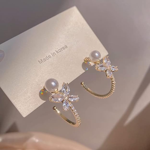 Cute pearl drop chand bali earrings