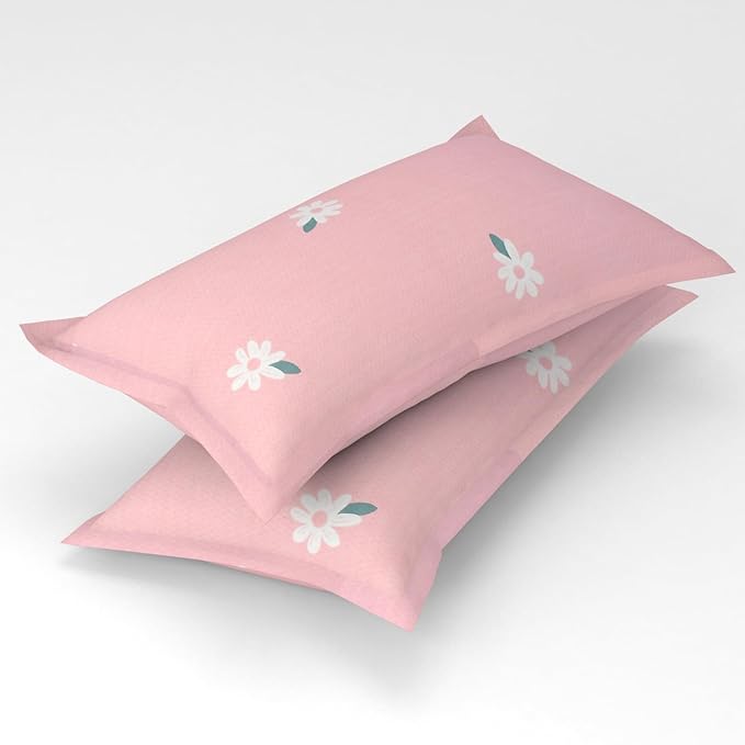 Glace Cotton King Size Bedsheet with 2 Pillow Covers  - Floral, Pink