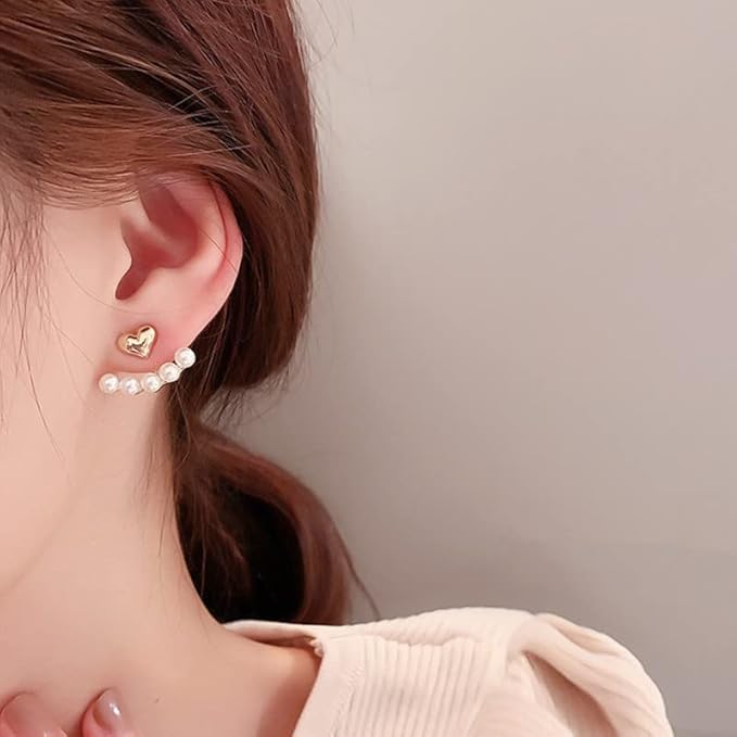 Hеаrt-Shaped Back Hanging Pearl Earrings