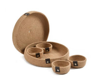 Thumbnail for Most Viral Natural Cotton Rope Dryfruit Storage Tray with 4 Bowls Set (Brown Shade)