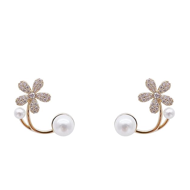 Flower Shape with Pearl Korean earring