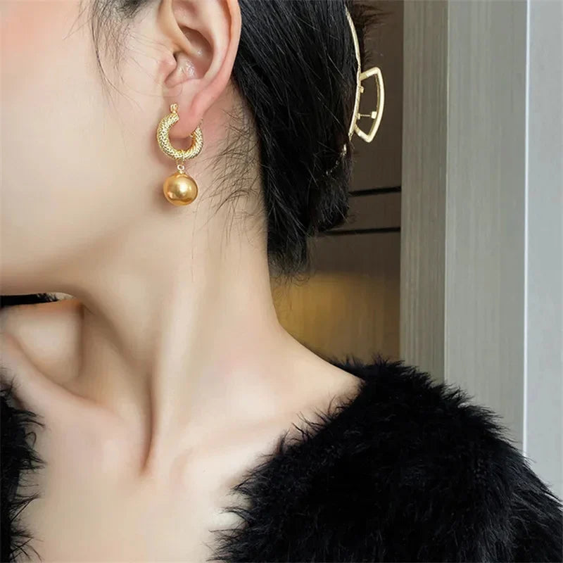 Gold Plated Round Shape Korean earring