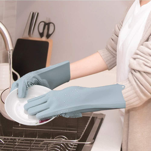 Magic Silicone Scrubbing Gloves for Dishwashing & Cleaning