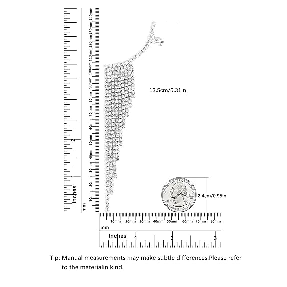 Glamorous Rhinestone Tassel Ear Cuff Earrings