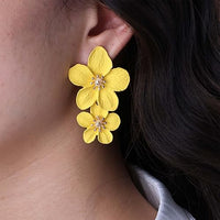 Thumbnail for 3D Petal Statement Earrings with Crystal Center for Spring & Summer Looks