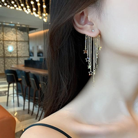 Thumbnail for Celestial Dangle Star Earrings – Long Layered Chains with Gold Plated Star Charms