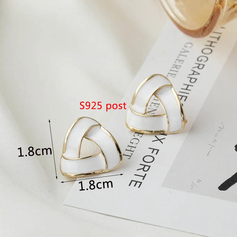 Anti tarnish Geometrical shape Ear studs