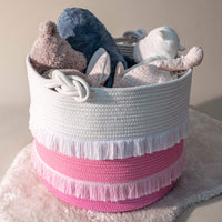 Thumbnail for Large Rope Basket, Cute Tassel, Pink