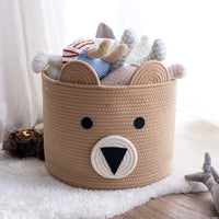 Thumbnail for Small Bear Basket, Cotton Rope Basket, Cute Storage, Brown