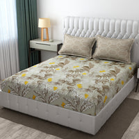 Thumbnail for Leaf Print King Size Bedsheet with 2 Pillow Covers