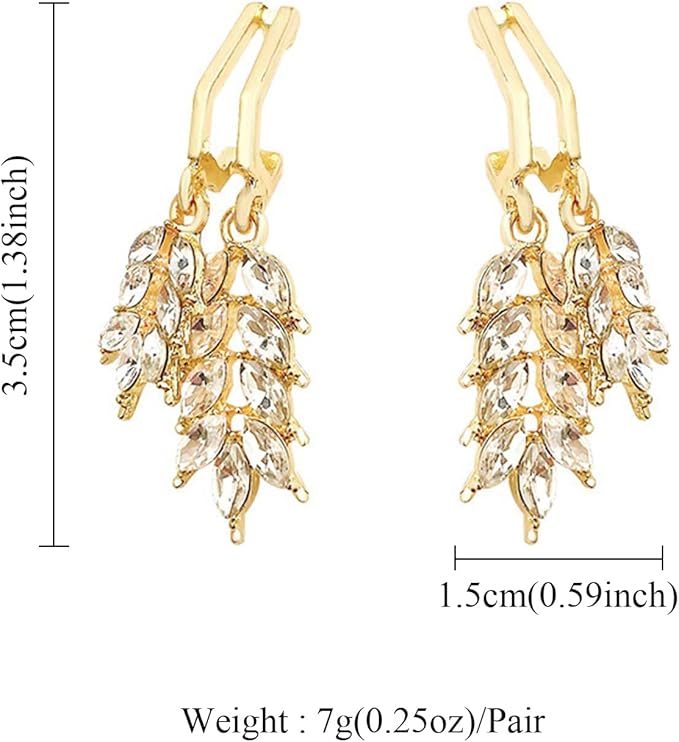 leaf shape crystal Korean earring