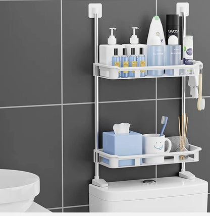 No-Drill 2-Tier Bathroom Shelf | Adhesive Wall Organizer (11.8 in)