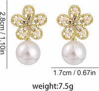 Thumbnail for Crystal Flower Shape Korean earring