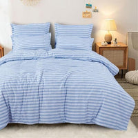 Thumbnail for Blue Stripes Double bedsheet with 2 Pillow Covers